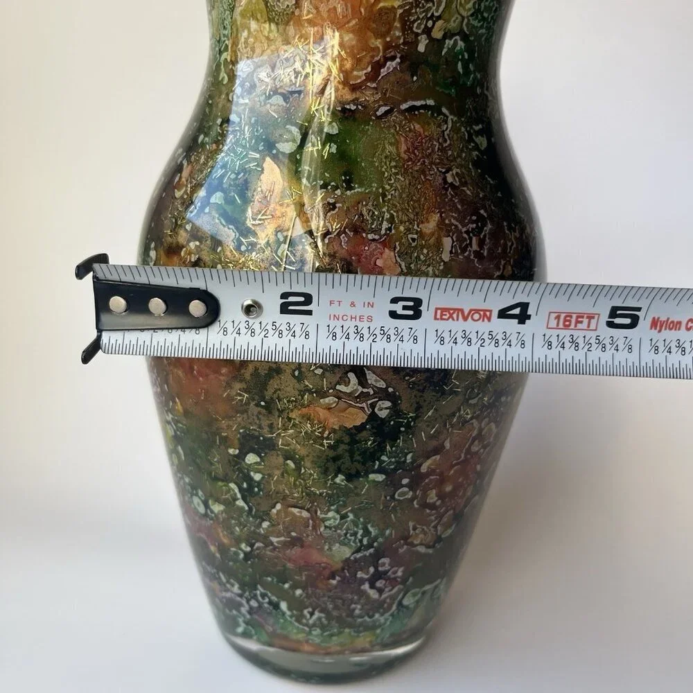 Laque Line Lacquered Art Glass Flower Vase Made France 9
